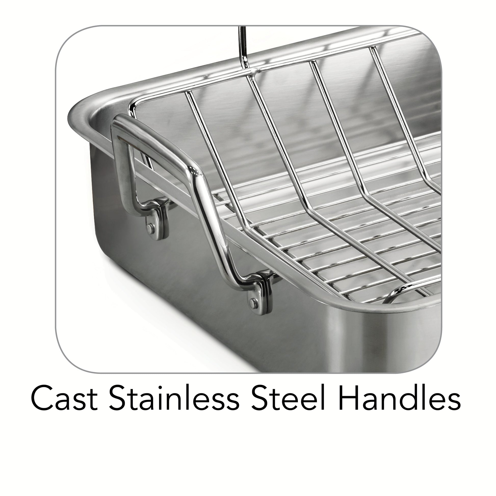 Tramontina Prima Stainless Steel Deep Roasting Pan w/ Basting Grill & V-Rack, 16.5''